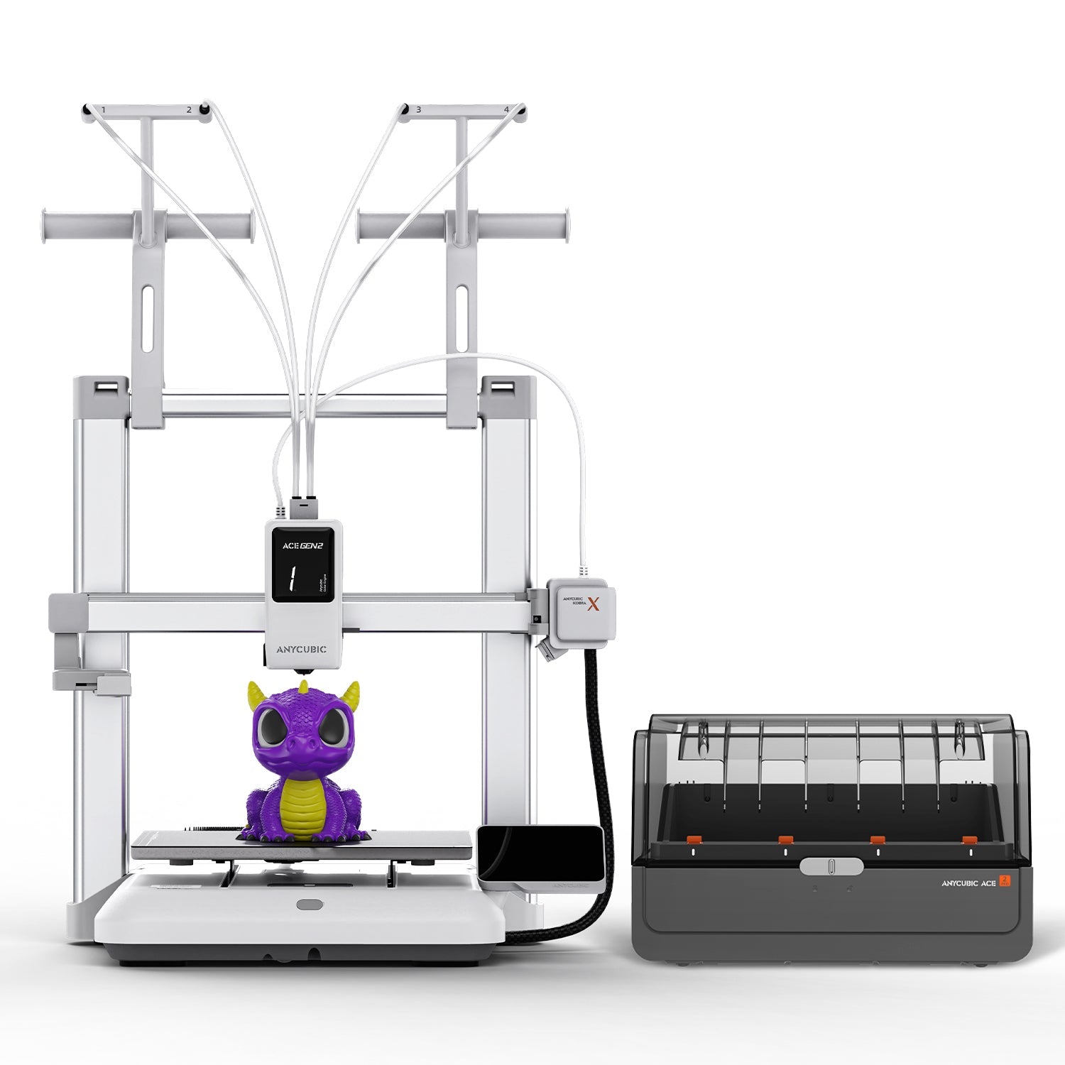 Anycubic Kobra X  Impressora 3D integrada de 4 cores, primeira camada perfeita, impressão silenciosa, impressão estável, fácil de usar para iniciantes